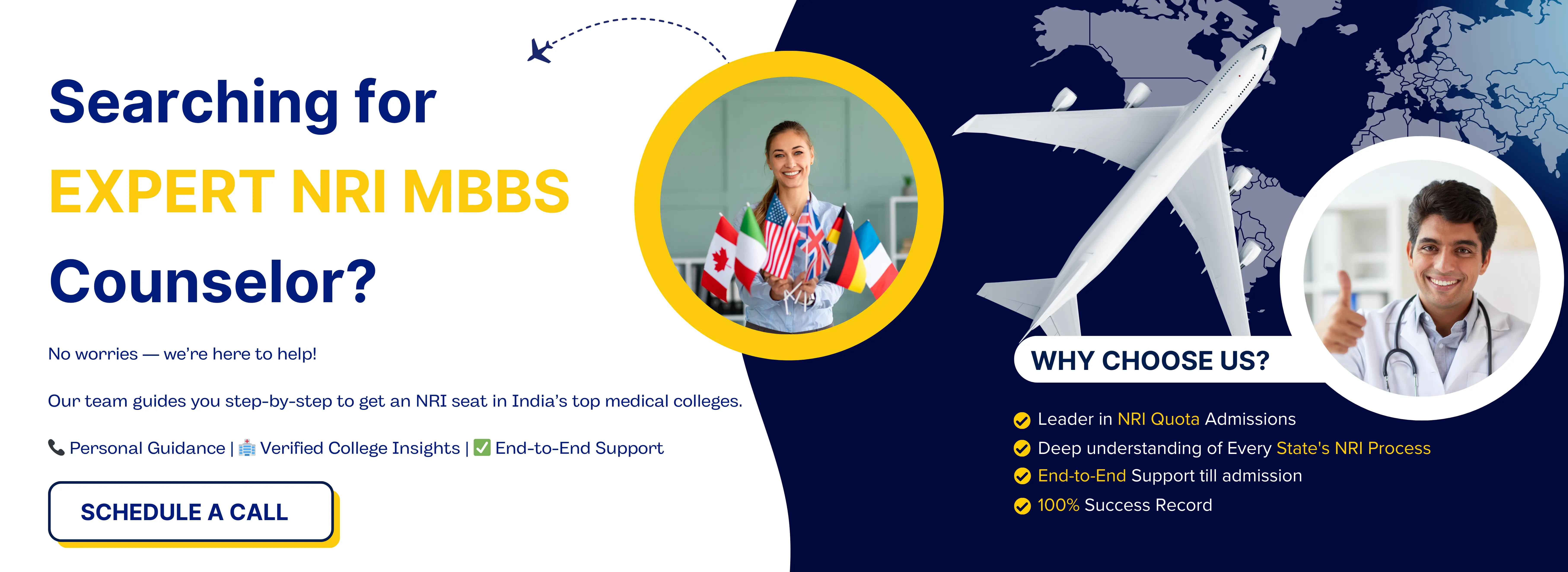 Confused female medical student scratching head with stethoscope around neck, featured in MBBS counselling banner offering expert guidance, step-by-step help, and admission support for NEET aspirants