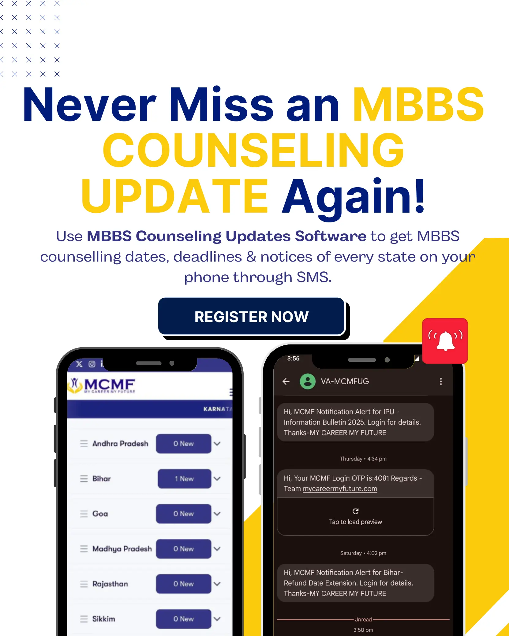 Mobile version: Students checking MBBS counselling alerts