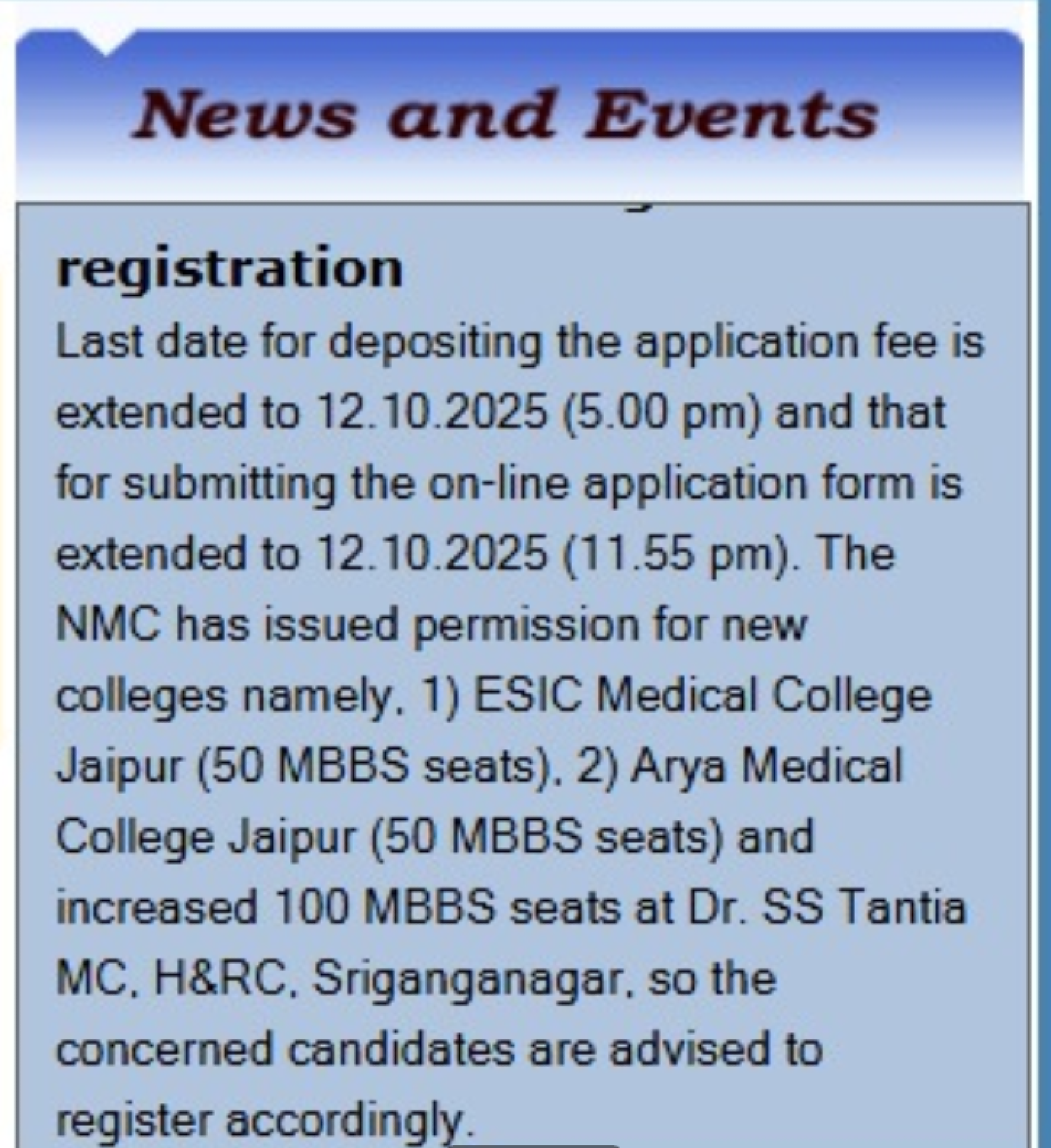 RAJASTHAN MBBS COUNSELLING LATEST UPDATE 2025- R3 REGISTRATION DATE EXTENDED
