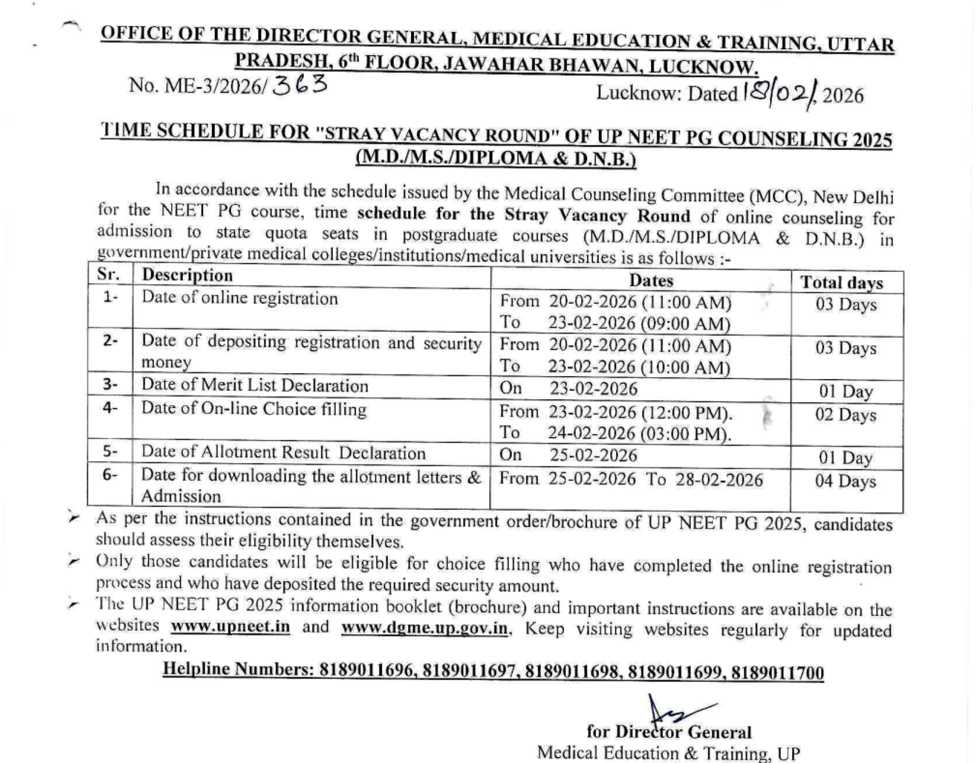 UP PG COUNSELLING LATEST UPDATE 2025- ROUND4 SCHEDULE