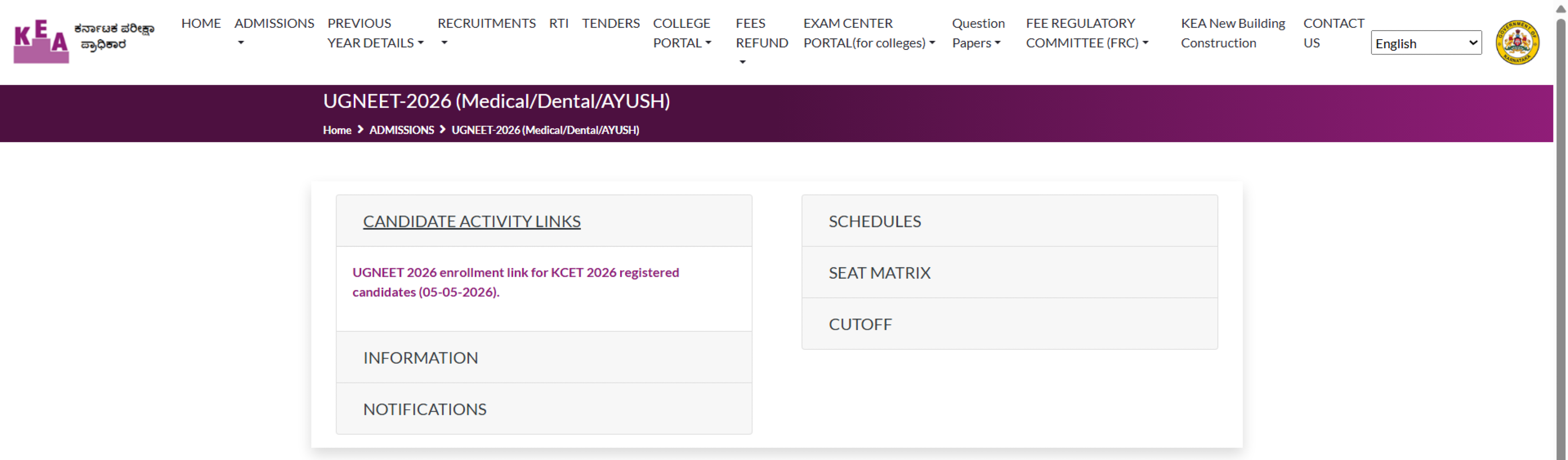 UGNEET 2026 Enrollment Link Activated for KCET 2026 Candidates