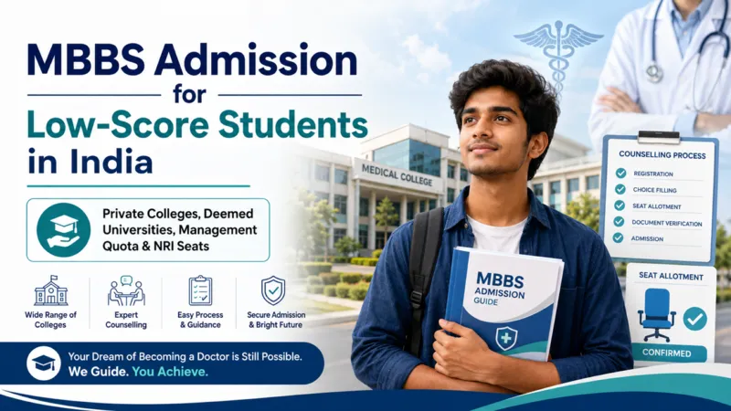 MBBS Admission for Low-Score Students in India 2026: Colleges, Fees, Quotas and Counselling Guide