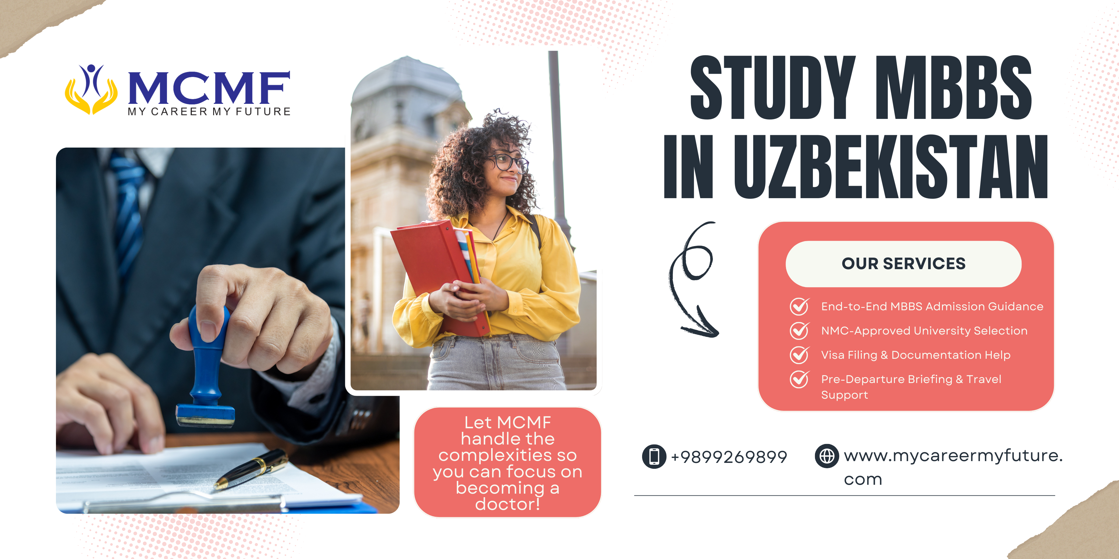 Study at NMC-approved medical universities in Uzbeikstan with complete admission-to-visa support from MCMF. Affordable fees, English medium, and trusted by thousands of NEET-qualified Indian students.
