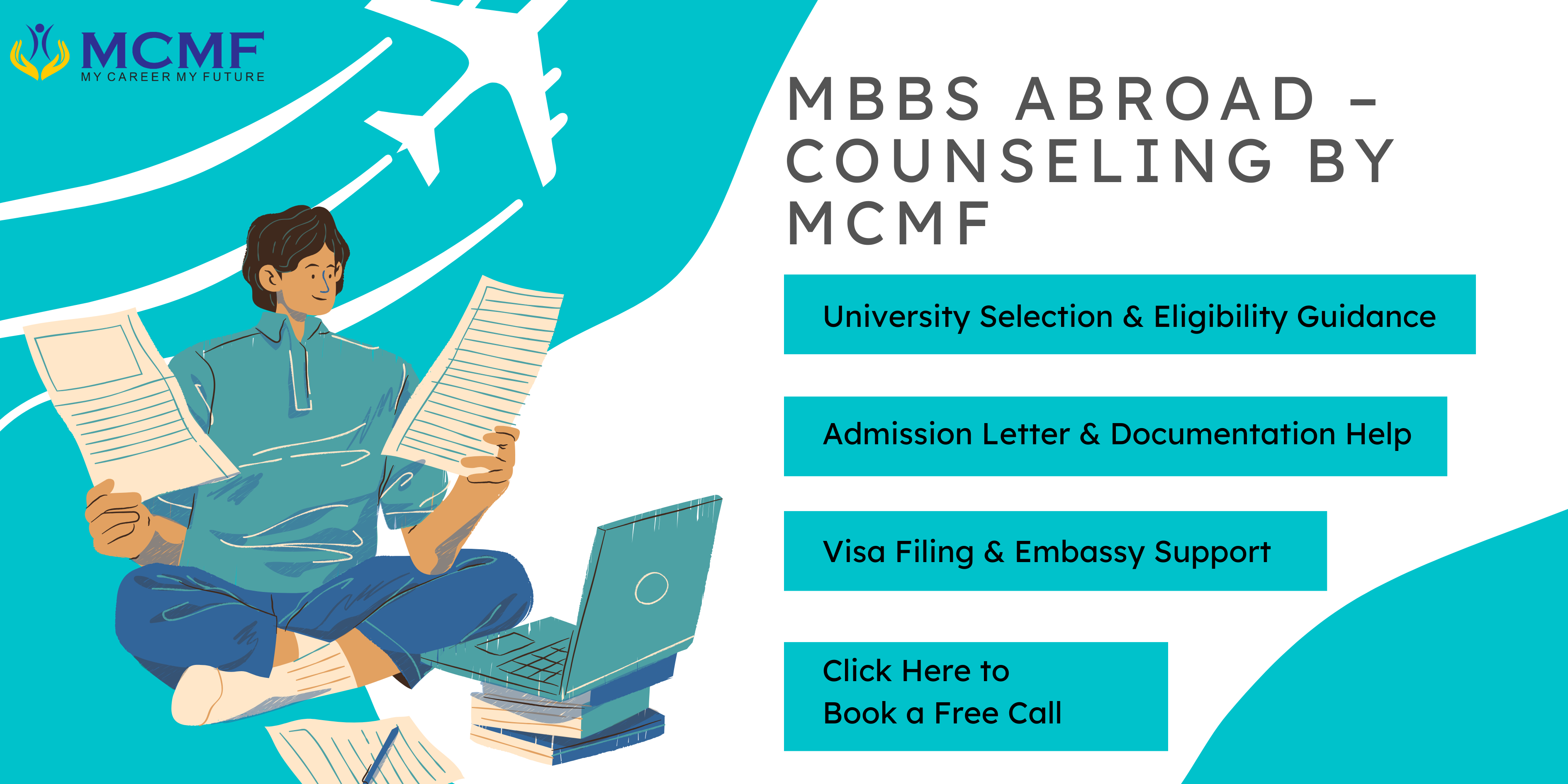 MCMF MBBS Abroad Online Counseling – Get help with university selection, admission letters, and visa assistance for studying medicine overseas.